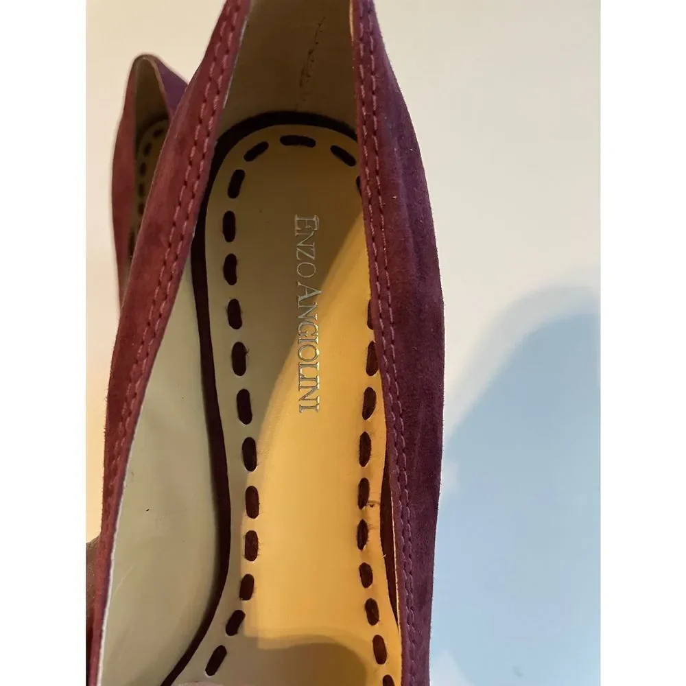 Enzo Angiolini Suede Leather Wedge Heels with Bow - Picture 14 of 16